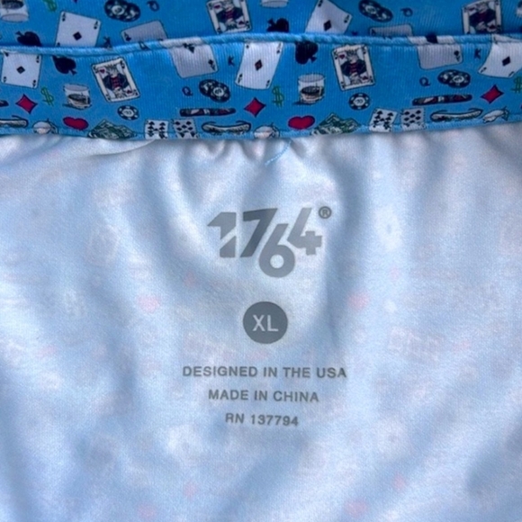 1764 Performance Polo Golf Shirt in Blue Casino Poker Dice Print Size XL - Picture 5 of 8